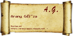 Arany Géza névjegykártya