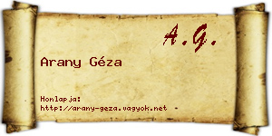 Arany Géza névjegykártya