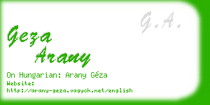 geza arany business card